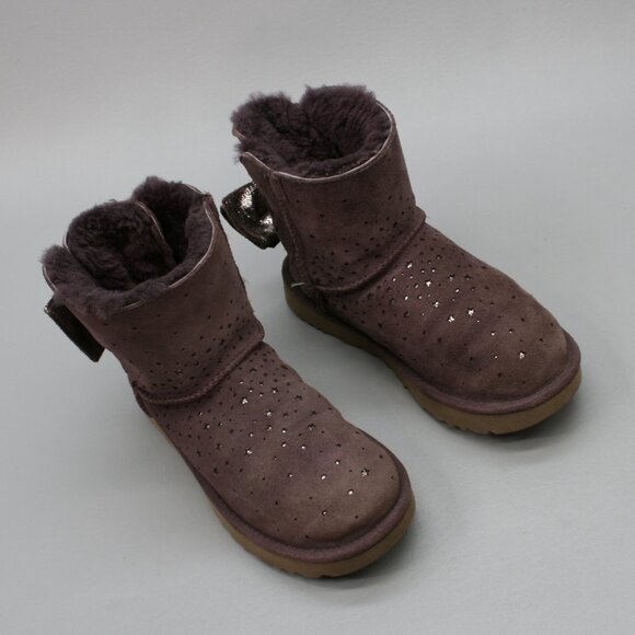 UGG Australia Ladies 5 Port Wine Classic Mini Stargirl Bow Ankle Boots - 1098475 - Picture 6 of 12